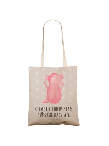 Mr. & Mrs. Panda Tasche Axolotl Hurra mit Spruch in Grau Pastell