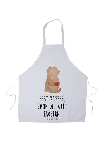 Mr. & Mrs. Panda Schürze Bär Kaffee mit Spruch in Weiß