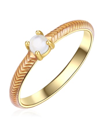 Glanzstücke München Ring aus Sterling Silber mit Mondstein in gelbgold