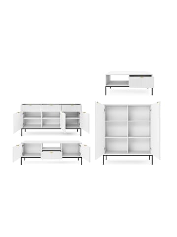 Feldmann-Wohnen Wohnzimmer-Set Nova Weiß / Schwarz 4-teilig