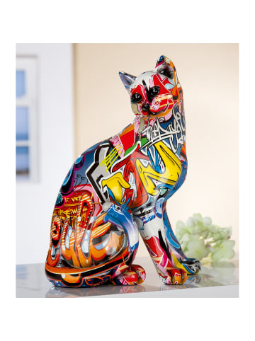 GILDE Katze "Street Art" in Bunt - H. 29 cm - B. 23 cm