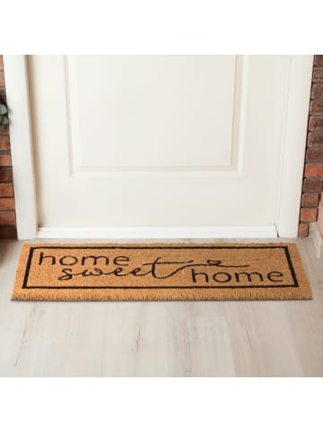 relaxdays Fußmatte "home sweet home" in Natur/ Schwarz - 75 x 25 cm