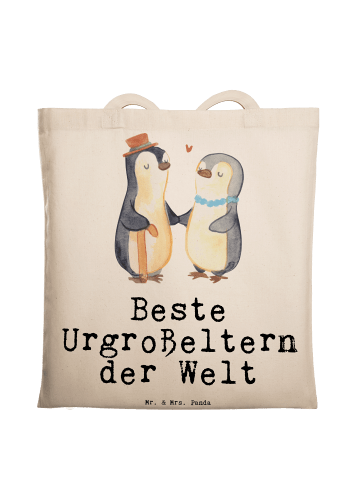 Mr. & Mrs. Panda Tote Bag Pinguin Beste Urgroßeltern der Welt mi... in Creme