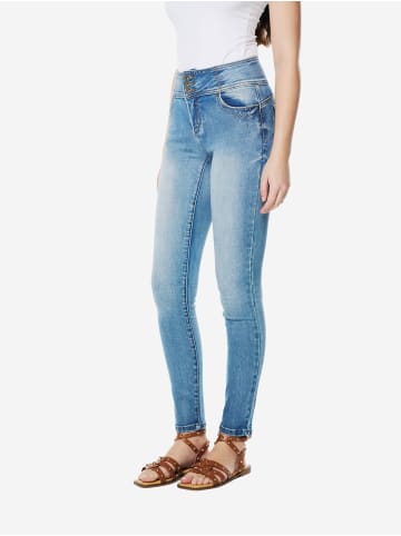 KOROSHI Denim-korsage-slim pushup jeans in blau