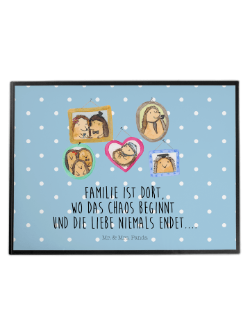 Mr. & Mrs. Panda Schreibunterlage Igel Familie mit Spruch in Blau Pastell
