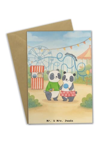 Mr. & Mrs. Panda Grußkarte Pandas Freizeitpark besuchen Design o... in Weiß