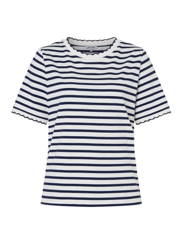 More & More maritimes Basic-Shirt, gestreift in offwhite/marine
