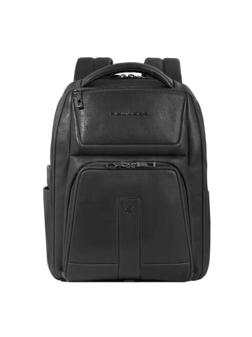 Piquadro Carl Rucksack RFID Schutz Leder 42.5 cm Laptopfach in black