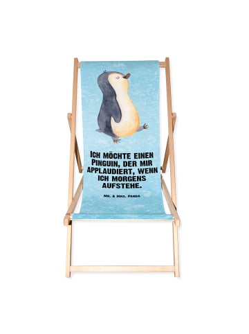 Mr. & Mrs. Panda Gartenliege Pinguin marschieren mit Spruch in Eisblau