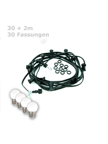 SPICELITE Garten Party Lichterkette Illu 30 warmweiße LED Kugellampen 30m schwarz