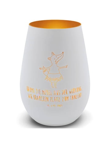 Mr. & Mrs. Panda Outdoor Windlicht Fuchs Ballerina mit Spruch in Weiß