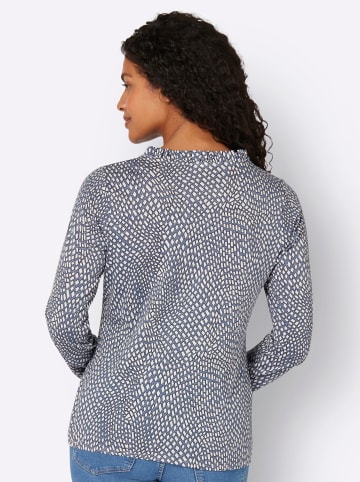 WITT WEIDEN Langarmshirt in rauchblau-ecru-bedruckt