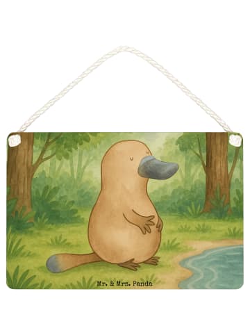 Mr. & Mrs. Panda Wandbild Holz Schnabeltier Mut Design ohne Spruch in Weiß