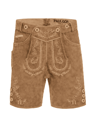 PAULGOS Lederhose Kurz Echtleder HK1 in Hellbraun