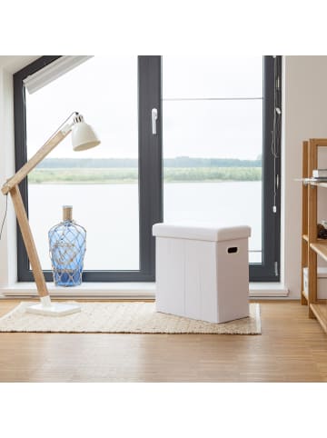 relaxdays Sitzhocker in Weiß - (B)46 x (H)49,5 x (T)25,5 cm