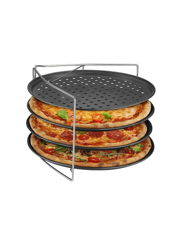 relaxdays 4 x Pizzablech + Gestell