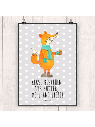Mr. & Mrs. Panda Bild Fuchs Keks mit Spruch in Grau Pastell