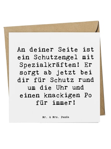 Mr. & Mrs. Panda Einladungskarte Spruch Schutz Schutzengel mit S... in Weiß