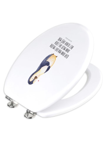 Mr. & Mrs. Panda WC Deckel Pinguin Diät mit Spruch in Weiß