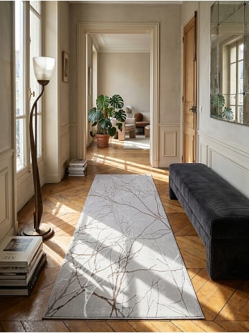 KADIMA DESIGN Teppichläufer Abstrakt pflegeleicht Wohnzimmer Schlafzimmer Flur in Grau