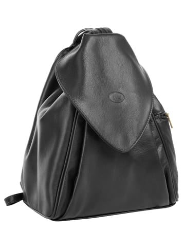piké City Rucksack ANNA MARIA echt Leder in schwarz
