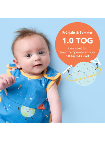Schlummersack Babyschlafsack, 1.0 TOG in Blau-Gelb