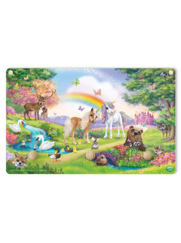 WALLART Kindergarderobe Holz - Animal Club Int. - Einhorn -Wald in Bunt