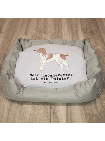 Mr. & Mrs. Panda Hundebett Pointer Lebensretter mit Spruch in Grau Pastell