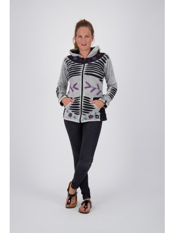 DEPROC Active Fleecejacke Patchwork NUNAVUT LIGHT GRAY & NEW FLOWER POWER in Grau