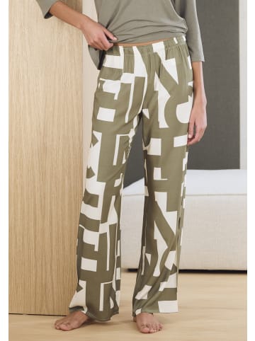 French Connection Pyjamahose in grün-weiß-gemustert