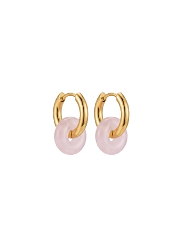 PURELEI Ohrringe Rosenquartz Hoops Gold
