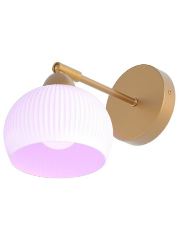 home24 Wandleuchte LERMO mit Akku-Leuchtmittel in Weiß / Messing