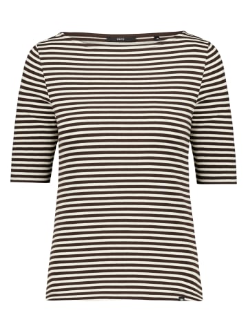 Zero Basic Shirt mit U-Boot-Ausschnitt in Cream/Brown