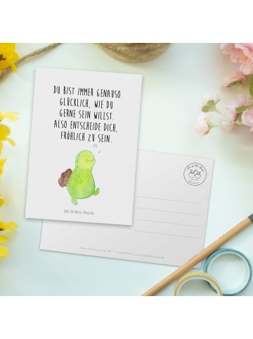 Mr. & Mrs. Panda Postkarte Schildkröte Pfeifen mit Spruch in Weiß