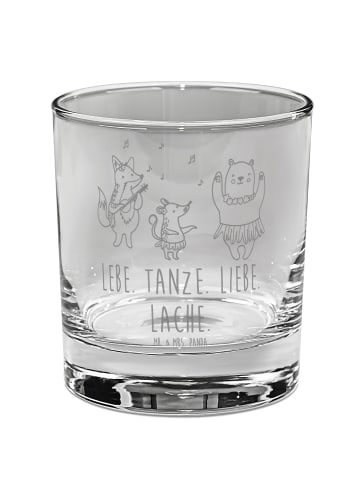 Mr. & Mrs. Panda Wasserglas Waldtiere Aloha mit Spruch in Transparent