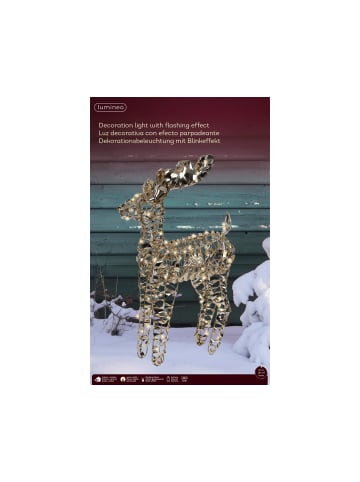 LUMINEO LED Rentier 100 LED 37 x 66 cm Gold in warm weiß