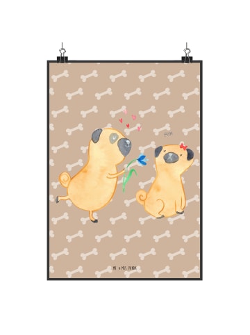 Mr. & Mrs. Panda Poster Mops Verliebt ohne Spruch in Hundeglück