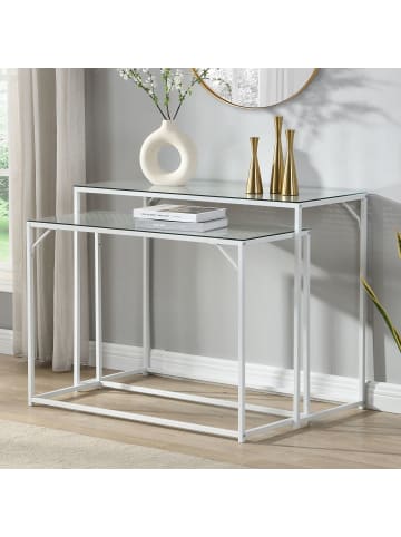 FineBuy Konsolentisch in Weiß / Glas / 100x40x77