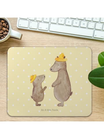 Mr. & Mrs. Panda Mauspad Bären mit Hut ohne Spruch in Gelb Pastell