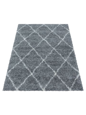 KADIMA DESIGN Teppich Hochflor Shaggy Geometrisch Polypropylen Wohnzimmer in Grau