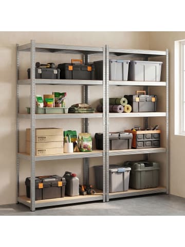 SONGMICS 2er-Set: Schwerlastregal in Silbern - (B)120 x (H)200 x (T)60 cm
