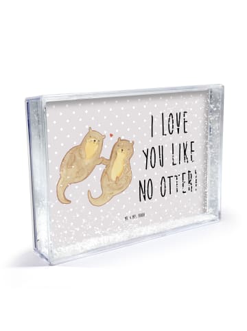 Mr. & Mrs. Panda Fotorahmen Otter Hände halten mit Spruch in Grau Pastell