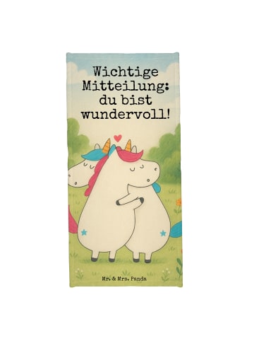 Mr. & Mrs. Panda Strandtuch Einhorn Mitteilung Design mit Spruch in Weiß