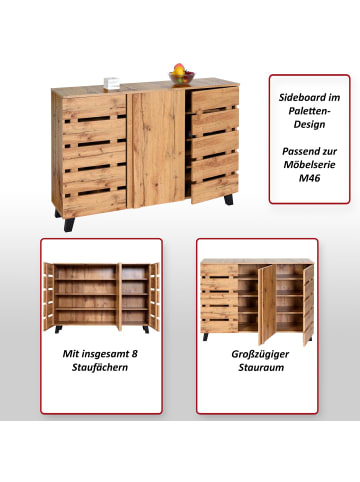 MCW Sideboard M46 3 Türen 8 Staufächer, Standard