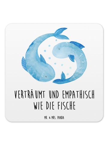 Mr. & Mrs. Panda Bierdeckel Sternzeichen Fische mit Spruch in Weiß