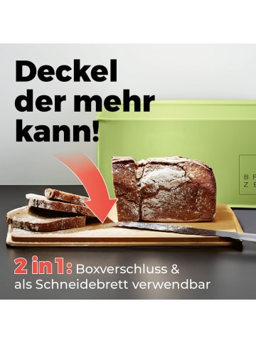 Lumaland Brotkasten Cuisine mint mit Bambusdeckel grün