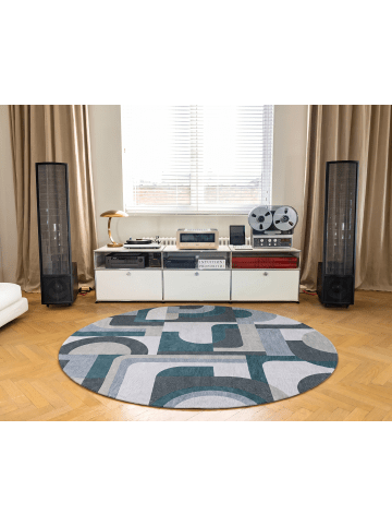 Louis de Poortere Teppich Morris Green in Blau