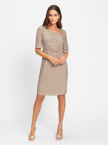 Heine Jersey-Kleid in ecru-camel Pepita