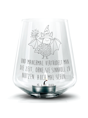Mr. & Mrs. Panda Glas Windlicht Fledermaus Zauberer mit Spruch in Transparent