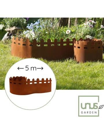 UNUS Rasenkante Rost Blumen 21x500 cm in Braun